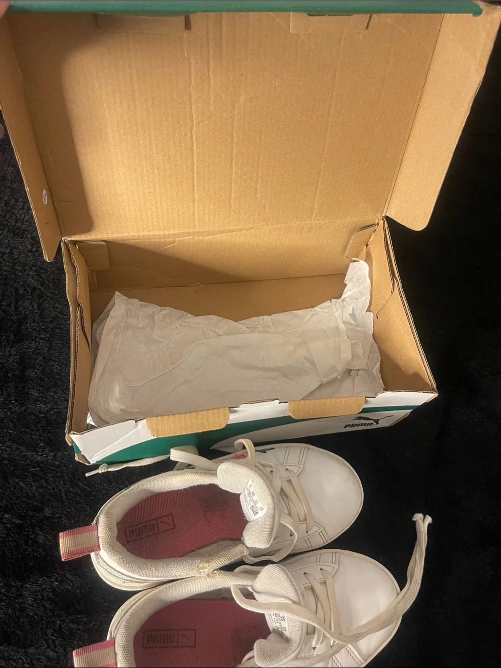 Puma Kids Mayze Embroidery PS White Sneakers with Pink and Green Floral Accents